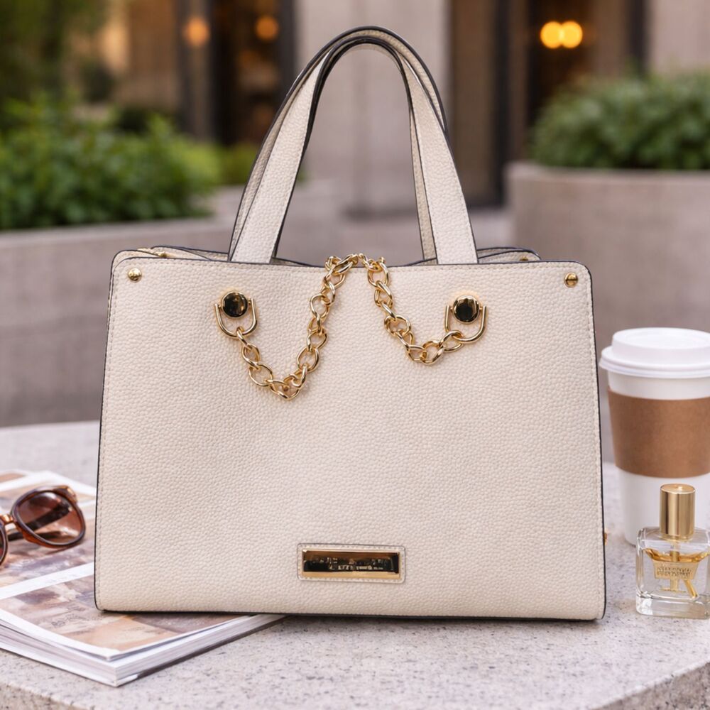 Marc New York Andrew Marc Champagne Top Handle Purse Faux Leather